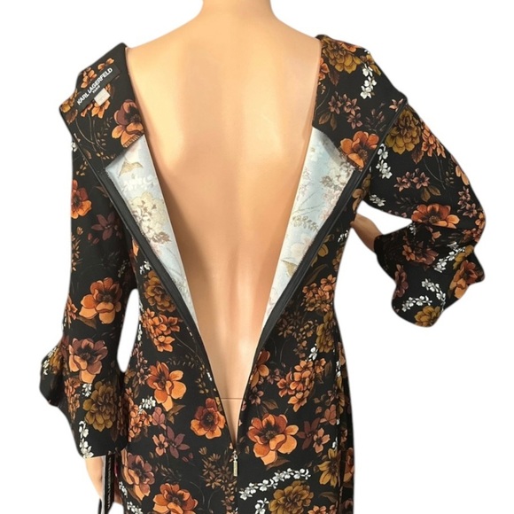 Karl Lagerfeld Paris Women’s Floral Peplum Sleeve Midi Dress ~ Size 6 ~ NWT - Picture 5 of 10